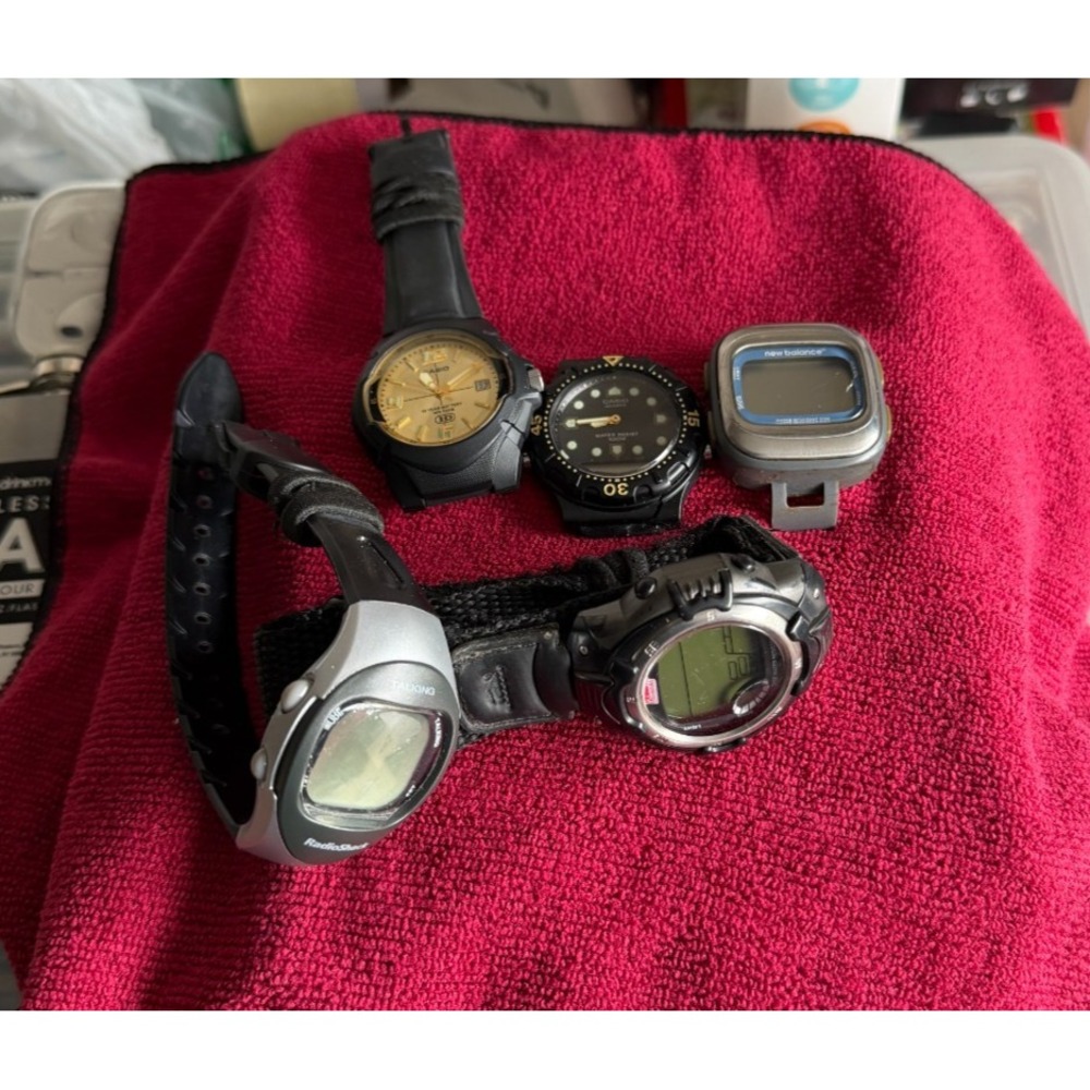 Lot of 5 Wristwatches – Casio, Coleman, RadioShack, New Balance – Untested/For P